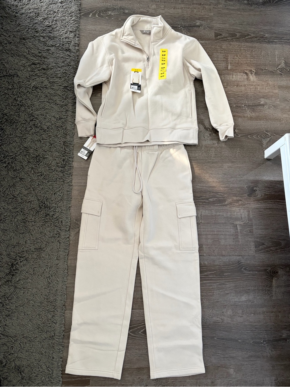 Tuff Athletics Cream Cargo sweatsuit